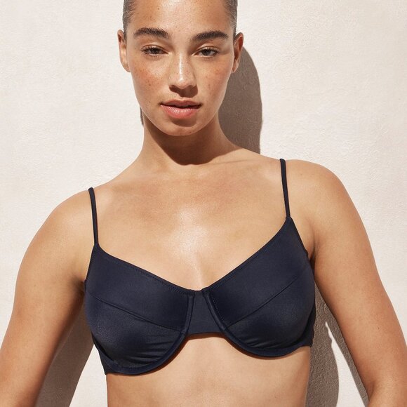 New! J CREW 32DD Navy 1993 Underwire Bikini Top - Picture 2 of 9